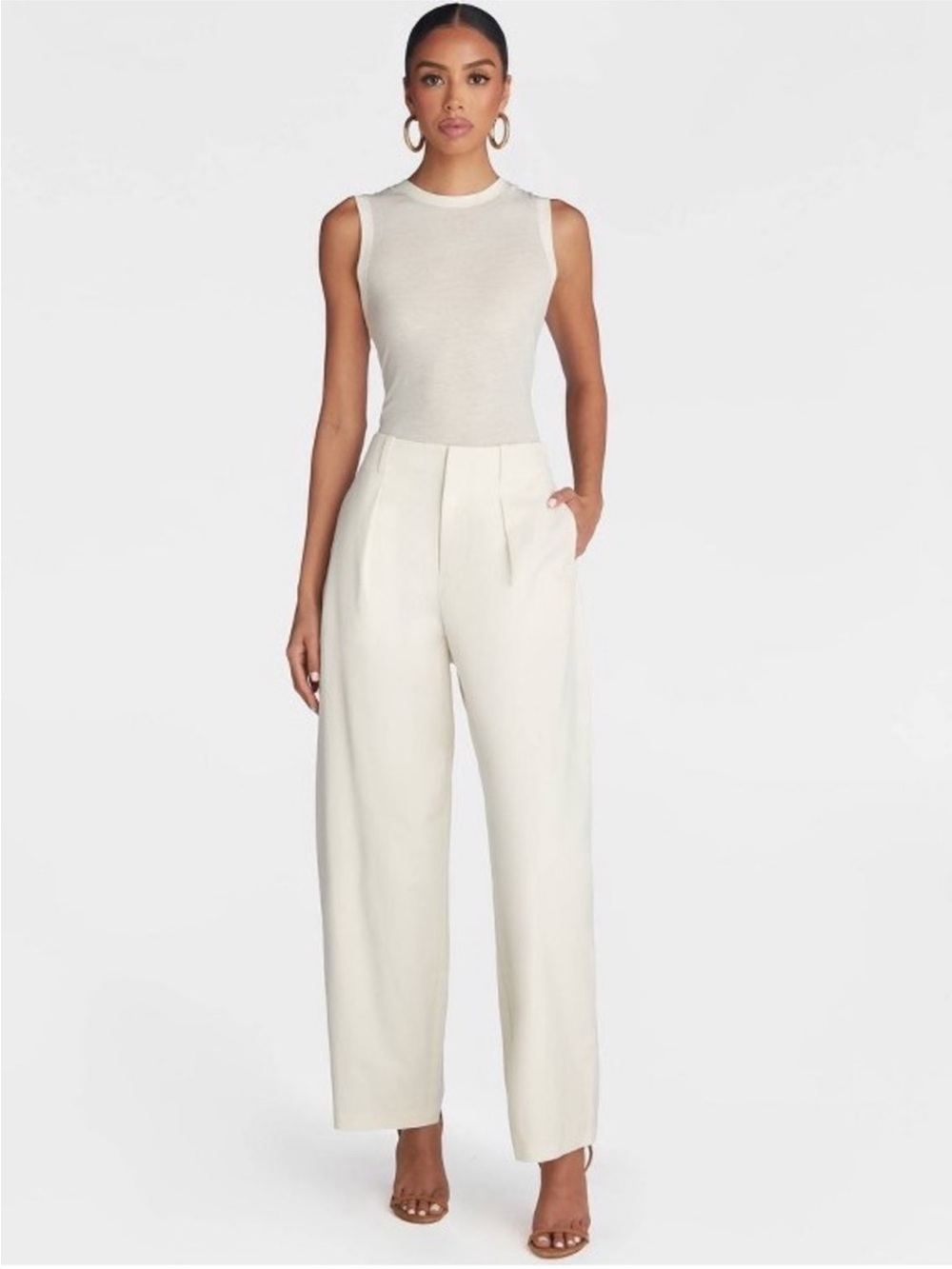 KBB by Kahlana High-Waist Wide Leg Trousers - Cream size 4